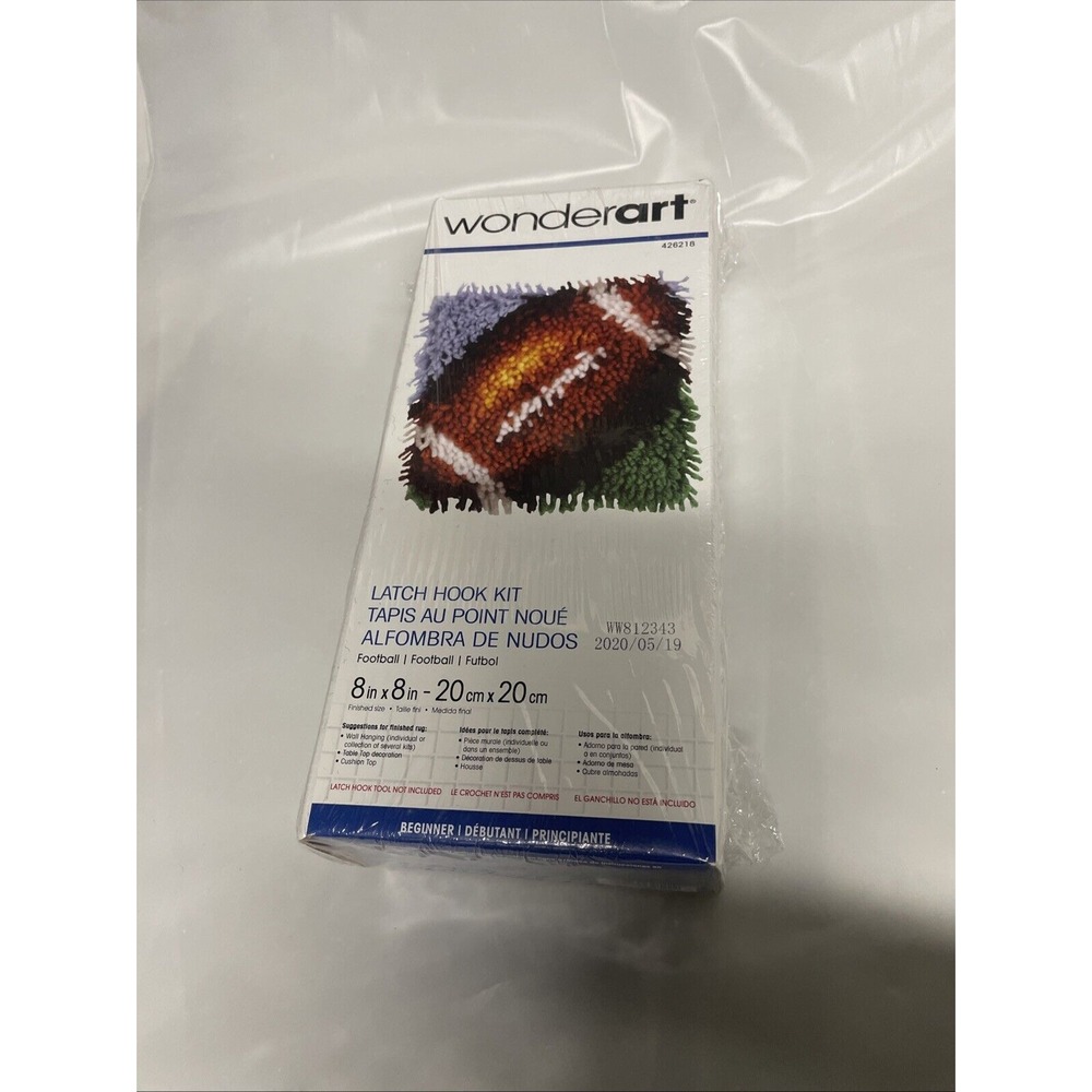Wonderart Latch Hook Kit 8"X8" Football #426218‎